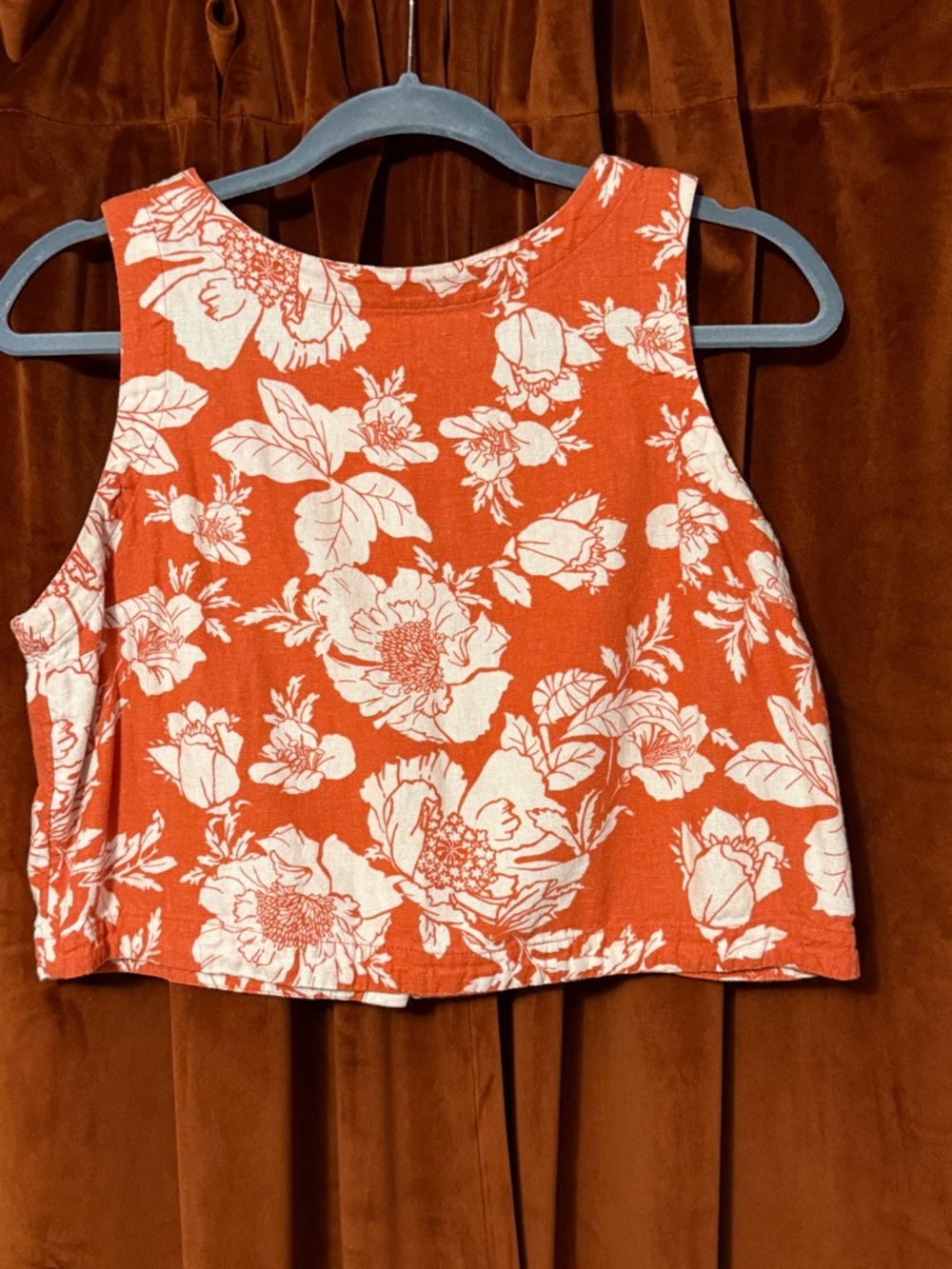 Old Navy Orange Floral Crop Tank